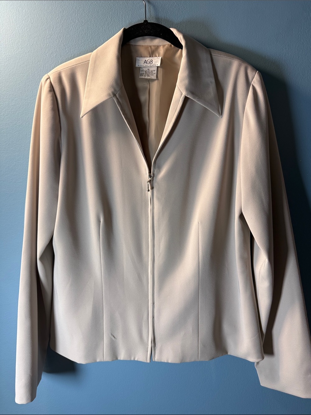 Vintage AGB Light Cream Zip-Front Blazer Jacket